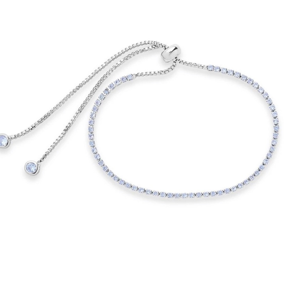 Sterling Forever Aquamarine CZ Slider Bracelet